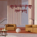 Axyaa Nordic Retro U-shaped Round Chandelier - Modern Living Room Dining Bedroom Red Lamp