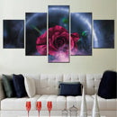 Axyaa Rose Flowers Canvas Wall Art Set for Home Decor - 5 Pieces