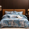 Axyaa Luxury Jacquard Bedding Set - European Style Satin Duvet Cover for Double Bed
