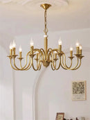 Axyaa Retro Copper Gold Candle Chandelier French Luxury Pendant Lamps