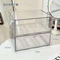 Axyaa Acrylic Makeup Storage Box Set with Drawer & Cotton Swab Organizer