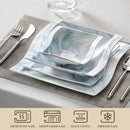 Axyaa Flora Marble Blue Porcelain Tableware Set for 6