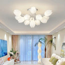 Axyaa Nordic White Lily Blossom LED Chandelier for Kitchen Living Room Bedroom