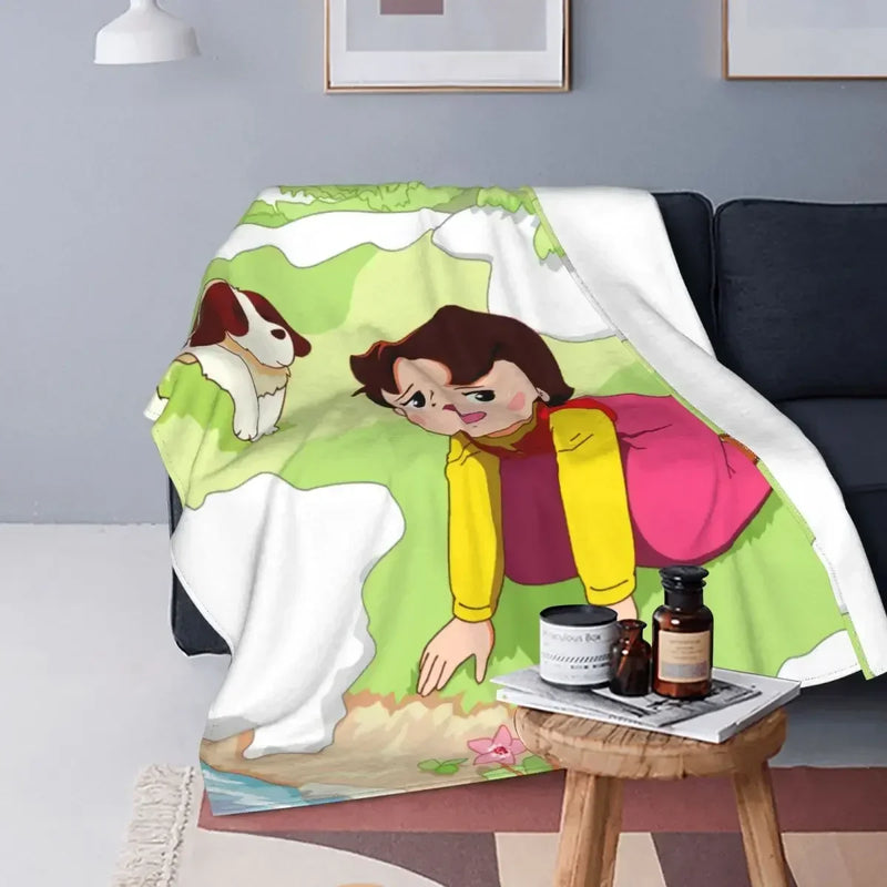 Heidi Alps Fleece Blanket Soft Cozy Throw Bedding for Sofa by Axyaa