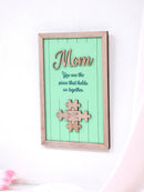 Axyaa Wooden 'Mom' Puzzle Frame, Green Wall Art Ornaments, Home Decor, Mother's Day Gift