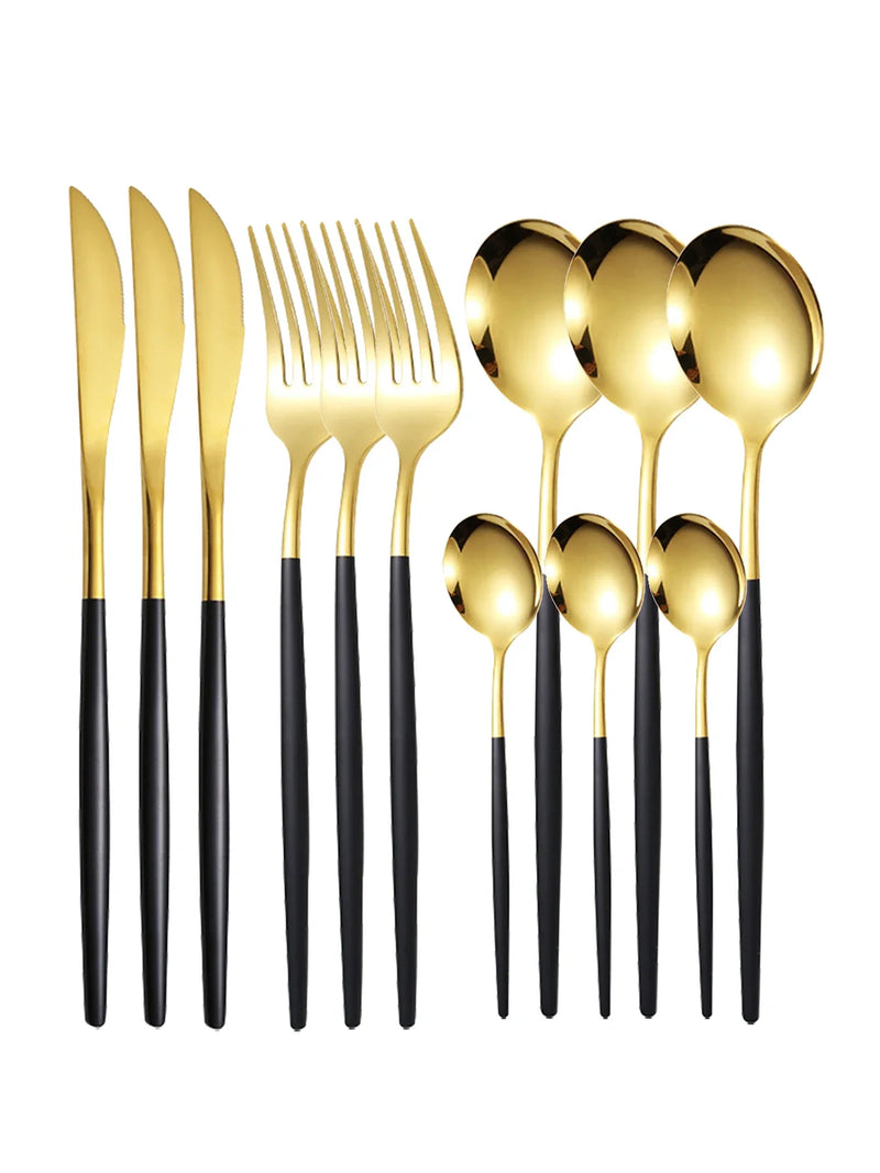 Axyaa 12pc Stainless Steel Cutlery Set - Knife, Fork, Spoon