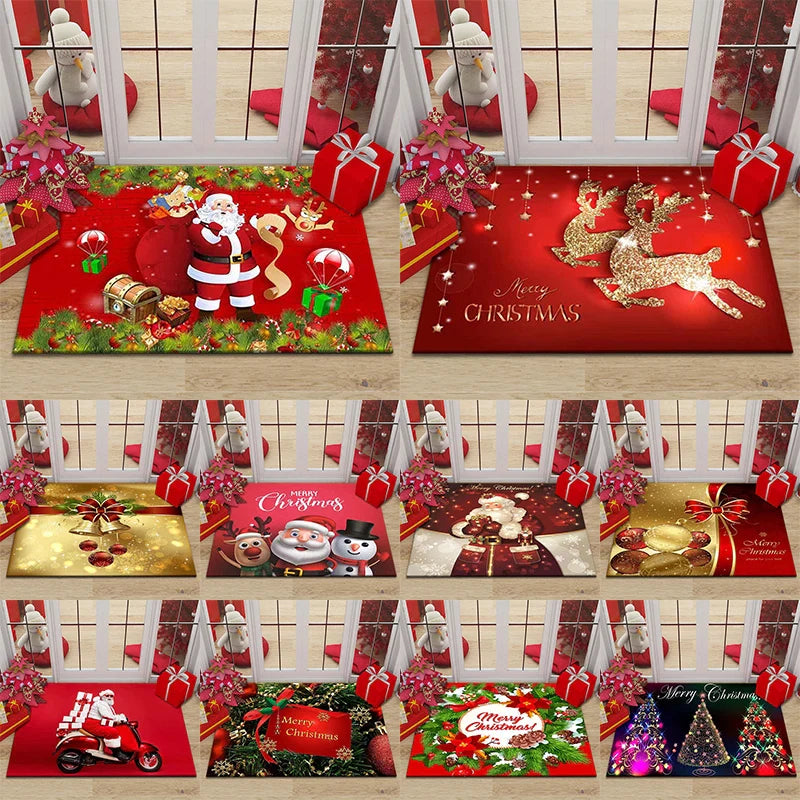 Axyaa Christmas New Year Entrance Door Mat Non-Slip Floor Decor