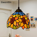 Axyaa Sunflower Tiffany Glass Pendant Light Modern Hanging Lamp for Dining Room Kitchen Decor