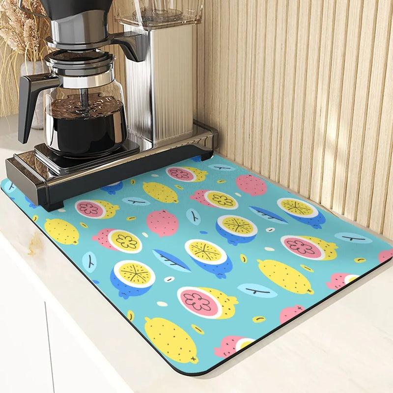 Axyaa Cartoon Pattern Kitchen Drying Mat - Non-Slip Table Coasters & Placemat