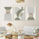 Axyaa Sage Green Botanical Wall Art Canvas Painting - Nordic Geometric Abstract Decor