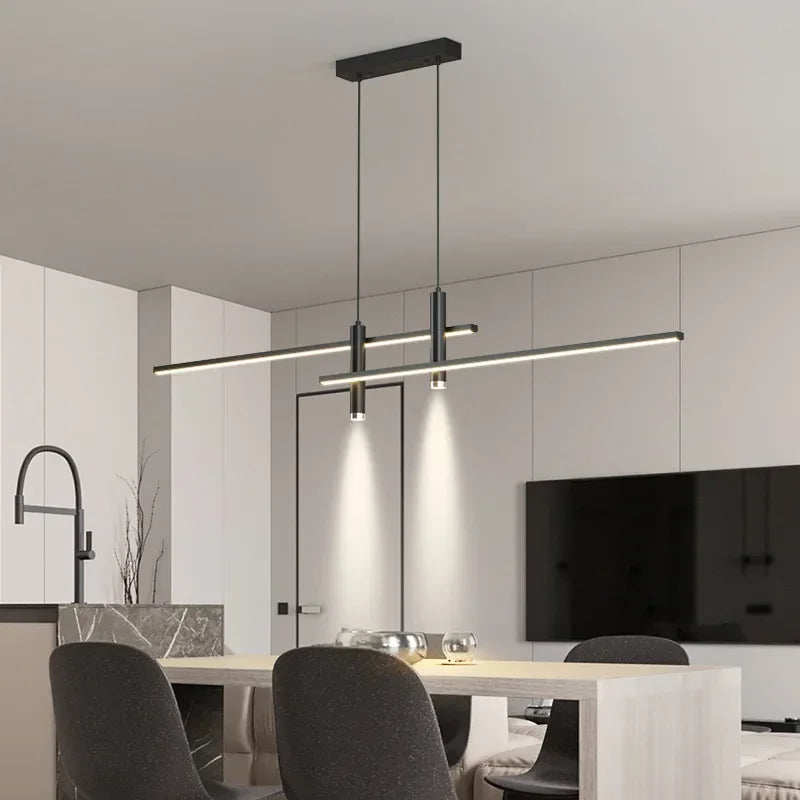 Axyaa Black Gold LED Pendant Chandelier for Home Dining Room Lighting