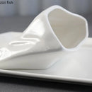 Axya Pure White Ceramic Snack Plate for French Fries, Desserts, Sushi, and More