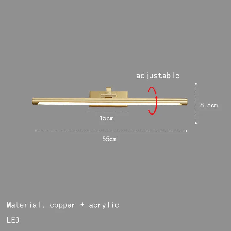Axyaa Rotatable Gold Copper Wall Sconce for Bathroom Bedroom Lighting