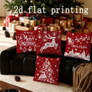 Christmas Red Deer & Merry Words Pattern Pillow Cover by Axyaa for Sofa Bedroom Car