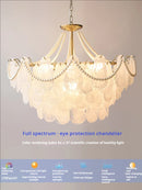 Axyaa Shell Crystal Chandelier: Elegant French Retro Lighting for Living, Dining, and Master Bedroom
