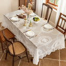 White Lace Tablecloth by Axyaa - Elegant Floral Embroidered Cover for Dinning & Wedding Tables