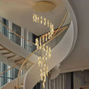 Axyaa Crystal Chandelier Stair Pendant Lamp Living Room Pendant Lights Interior Lighting