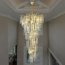Axyaa Gold Branch Ceiling Chandelier: Luxury LED Pendant Light for High Stairway.