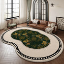 Axyaa Fluffy Green French Carpet: Soft, Waterproof Area Rug for Living Room & Bedroom
