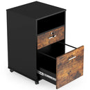 Axyaa Wood File Cabinet with Lock, 2 Drawers, Storage Shelf, Printer Stand & Wheels
