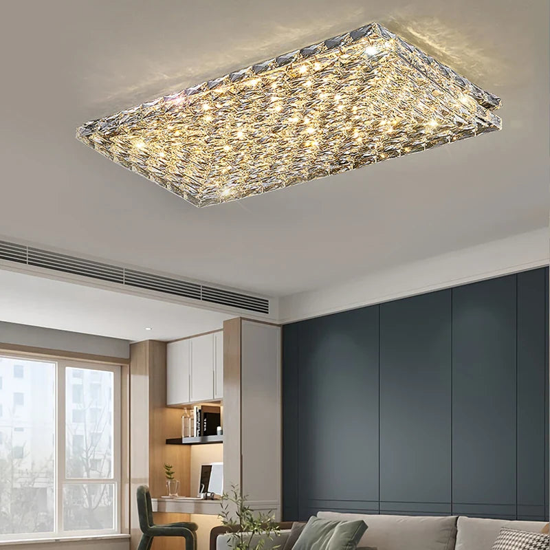 Axyaa Crystal Square Ceiling Light for Home Living Room and Bedroom