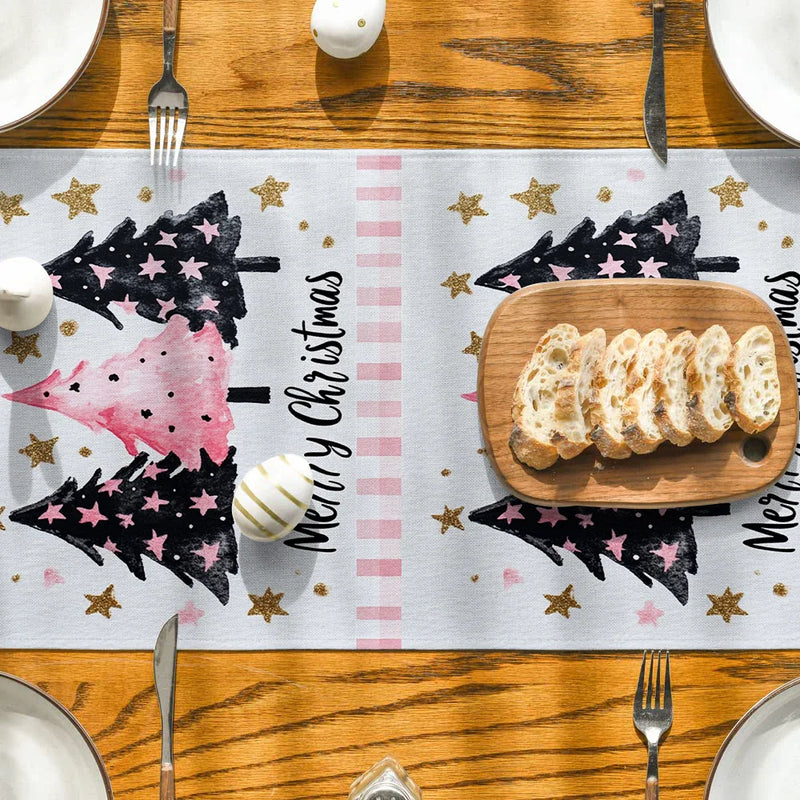 Axyaa Christmas Tree Stars Table Runner