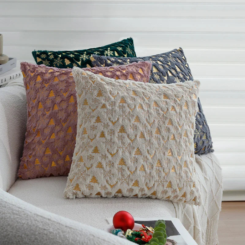 Axyaa Snowflake Hot Stamping Cushion Cover 45x45cm - Christmas Home Decor Pillowcase