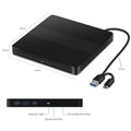 Axyaa USB3.0 Type-C Slim External DVD RW CD Writer Drive for Laptop PC