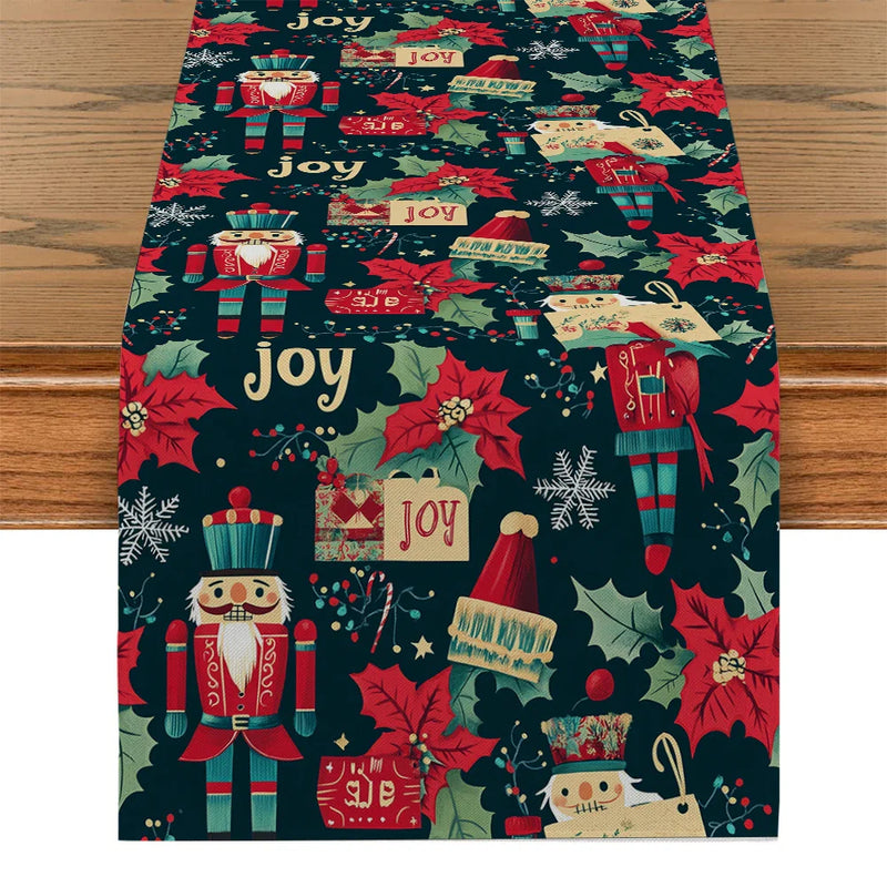 Axyaa Christmas Holly Table Runner for Kitchen Home Dining Room Decoration