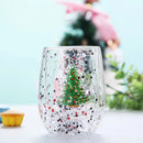 Axyaa Christmas Glass Cup with Christmas Tree Snowman Design