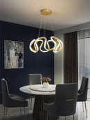 Axyaa Modern Gold/Black Ring Chandelier for Home Decor, 58W LED Pendant Light
