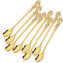 Axyaa Colorful Retro Stainless Steel Long Mixing Spoon Set for Kitchen Dining
