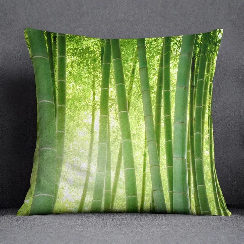 Axyaa Bamboo Forest Pillow Cover Series for Home Office Bedroom Sofa Car