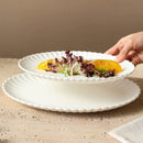Axyaa Ceramic Oval Fish Plate for Hotel Restaurant - High-End Western Style