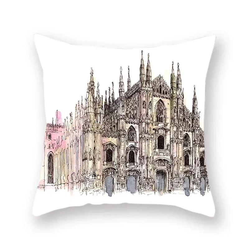 Axyaa World Buildings Printed Cushion Covers