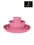 Axyaa 24-Piece Reusable Plastic Tableware Set for Family Picnics and School