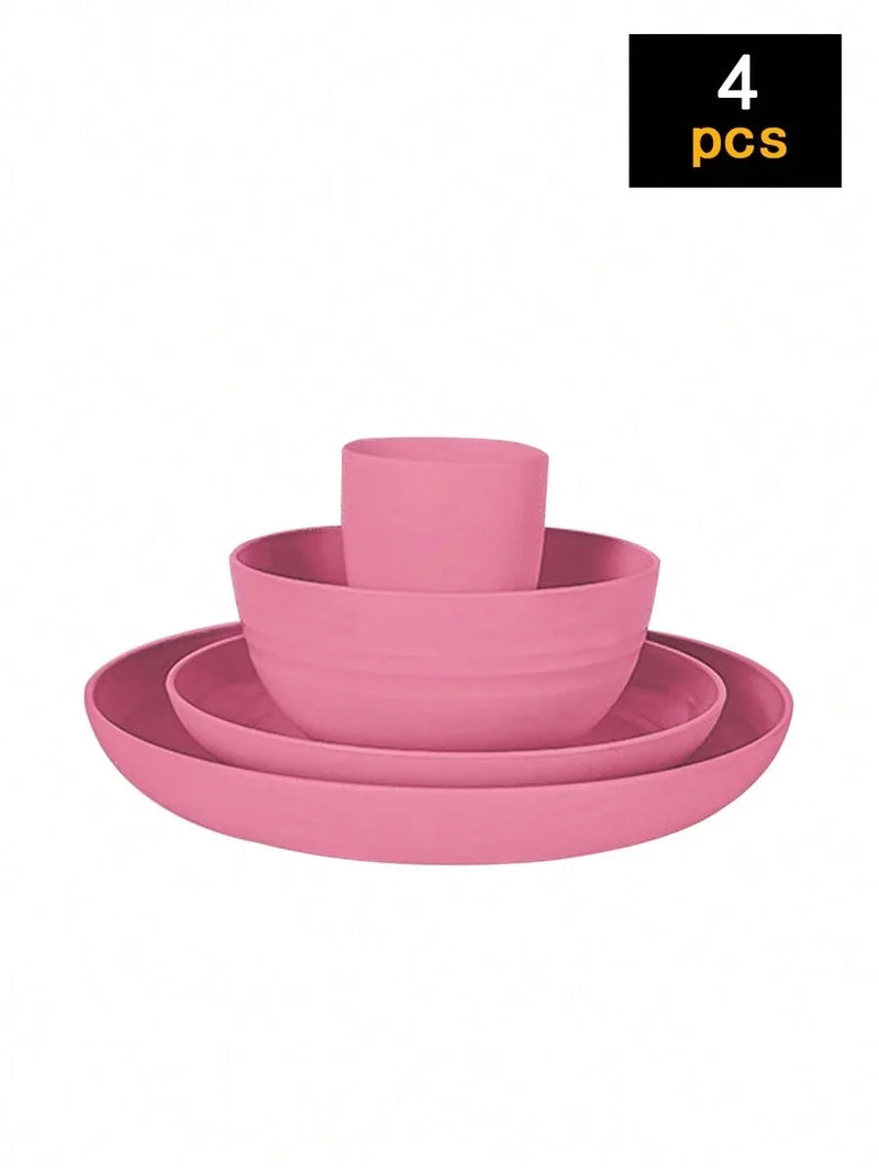 Axyaa 24-Piece Reusable Plastic Tableware Set for Family Picnics and School
