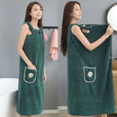 Axyaa Women's Cotton Bath Towel Wrap Skirt Absorbent Long Style Bathrobe