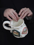 Axya Hand-Painted 3D Ceramic Coffee Mug with Handle - Retro Milk Mug