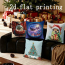 Axyaa Christmas Animal & Tree Print Pillowcases - Sofa Bedroom Car Cushion Cover