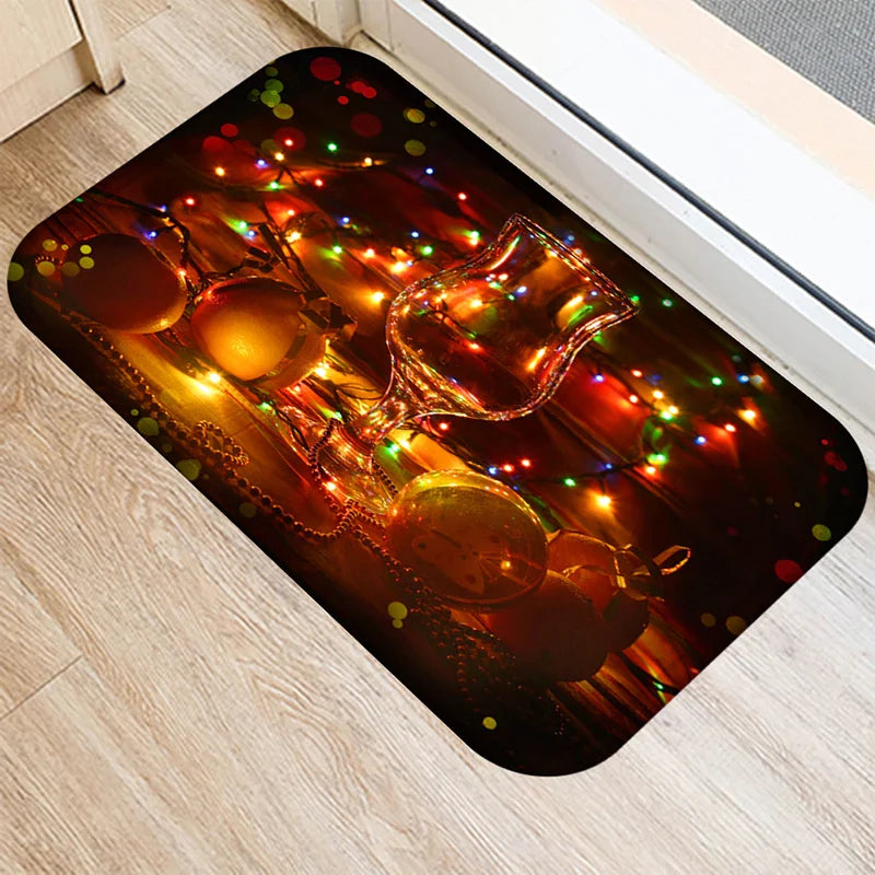 Axyaa Christmas Balls Tree Printed Door Mat Non-Slip Floor Carpet)((((