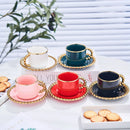 Axya Turkish Ceramic Coffee Set with Gold Inlay - Luxury Tea & Espresso Cups