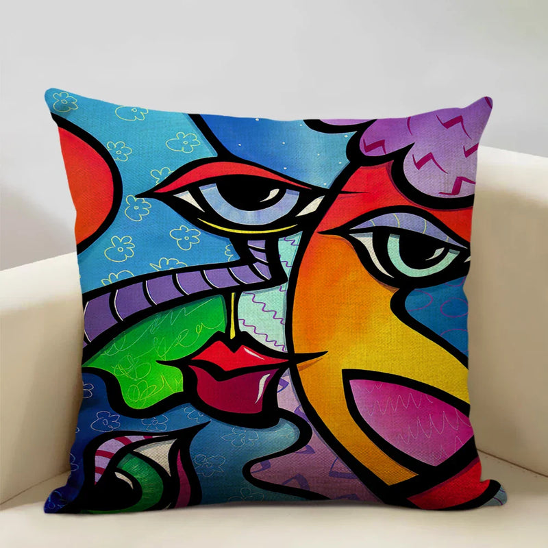 Nordic Style Abstract Painting Girl Cushion Cover by Axyaa