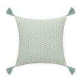 Axyaa Linen Embroidery Leaves Cushion Cover - Beige Green 45x45cm