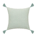 Axyaa Linen Embroidery Leaves Cushion Cover - Beige Green 45x45cm