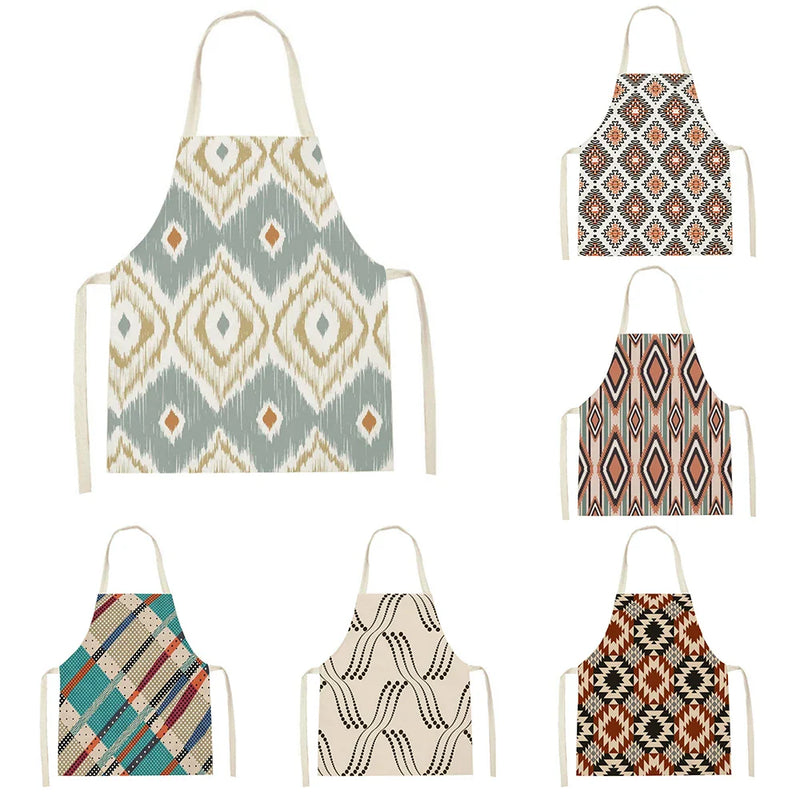 Axyaa Geometric Floral Kitchen Apron - Stylish Adult Kids Bib for Cooking & Baking