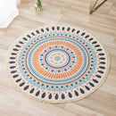 Axyaa Nordic Style Cotton Linen Round Carpets Boho Retro Handmade Floor Mats
