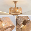 Axyaa Bamboo Rattan Ceiling Fan Light with Remote Control and Silent DC Motor