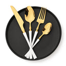 Axyaa White Gold Stainless Steel 24-Piece Tableware Set - Premium Silverware Collection