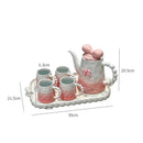 Axya Pink Gradient Ceramic Tea Set with Cute Bow Design